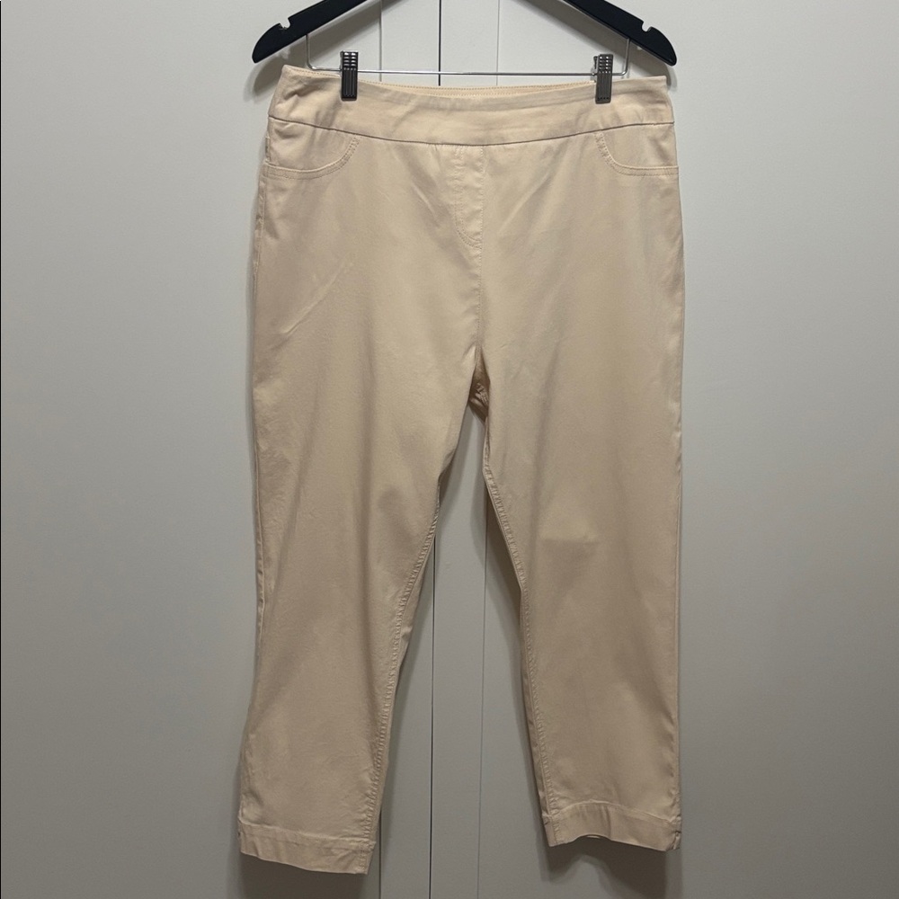 Soft Surroundings Cream Stretch Pull on Pants - Light Neutral size L